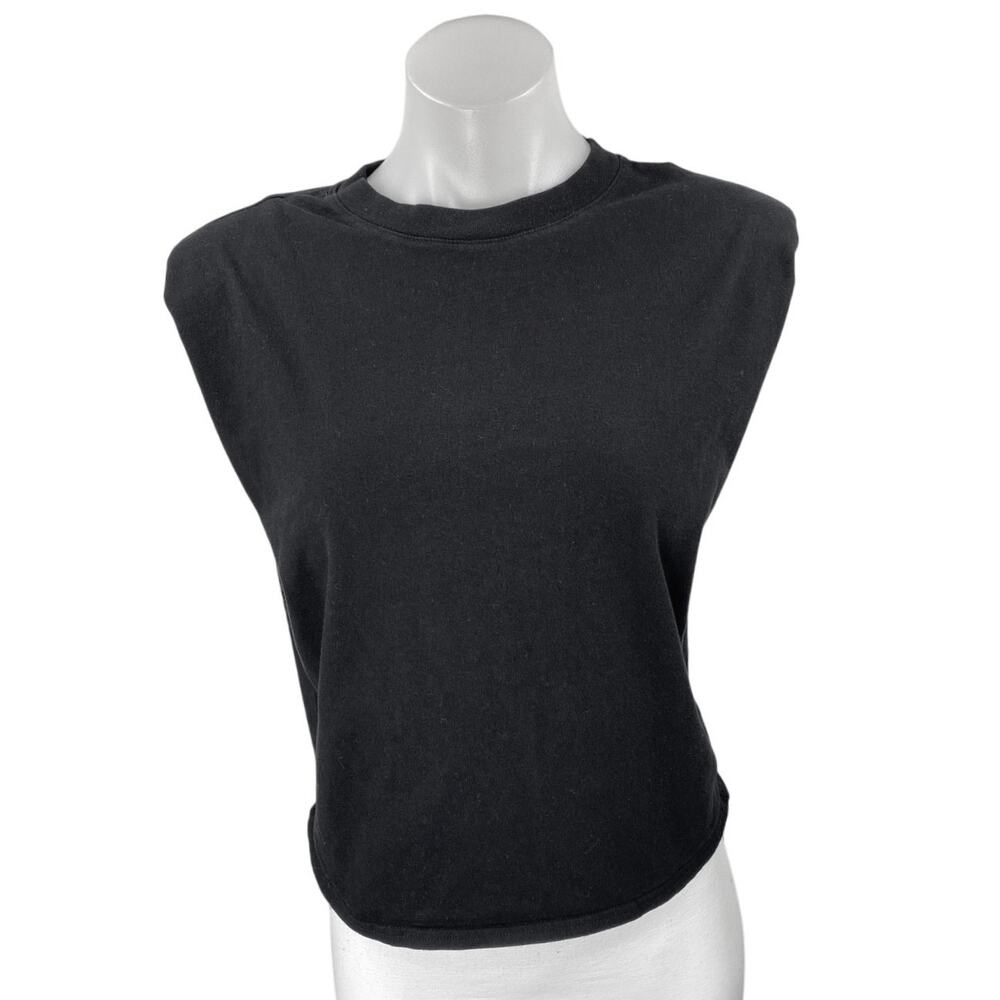 Aritzia Babaton Women's Black Short Cap Sleeve Crew Neck T Shirt Tee Top Sz 2XS